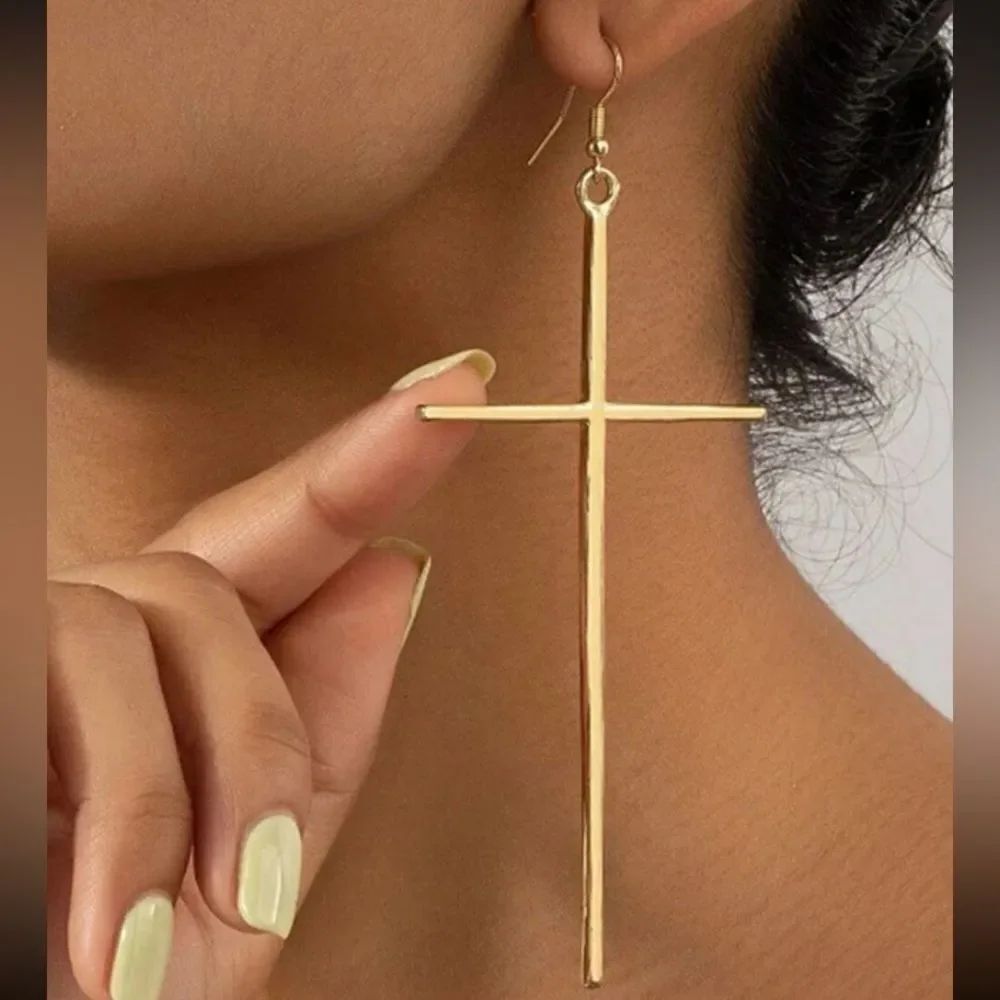 3for$20 1pair Women's Punk Style Big Cross Dangle Earrings, Fashion Accessories
